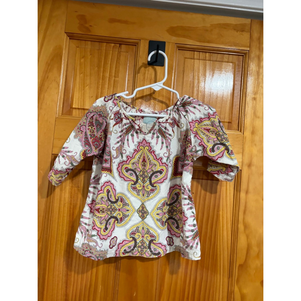 Little Peanut Paisley Boho Peasant Top 18–24M Pink Yellow Boutique Blouse